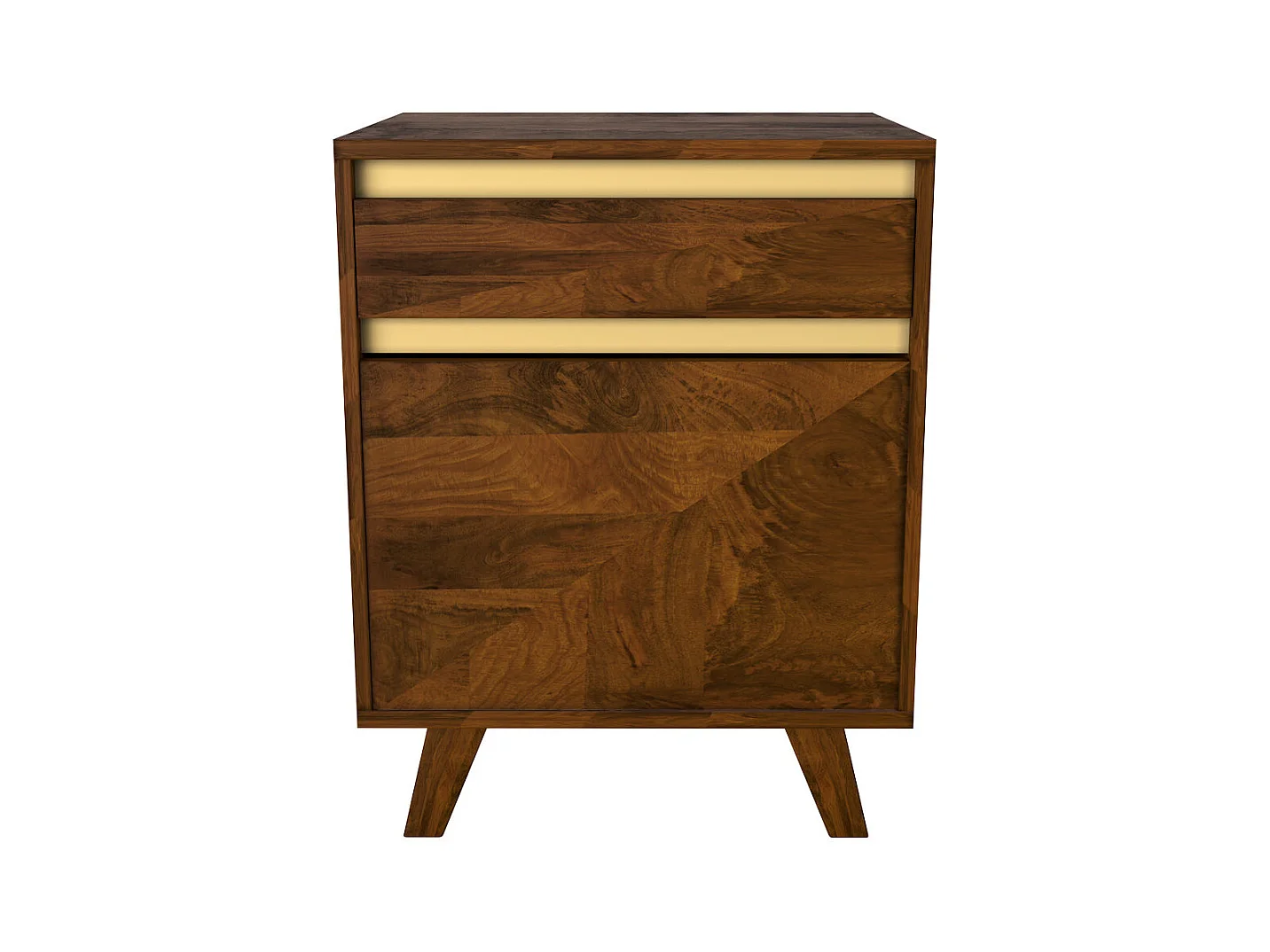 Comodino in legno con dettagli dorati, 1 cassetto e 1 anta - Tripoli