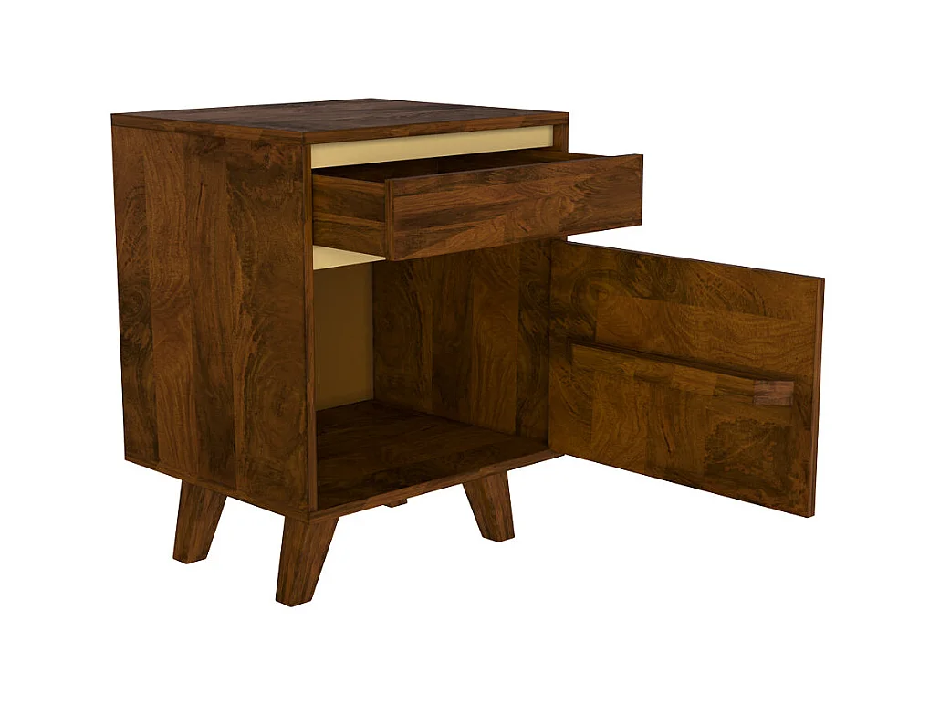 Comodino in legno con dettagli dorati, 1 cassetto e 1 anta - Tripoli