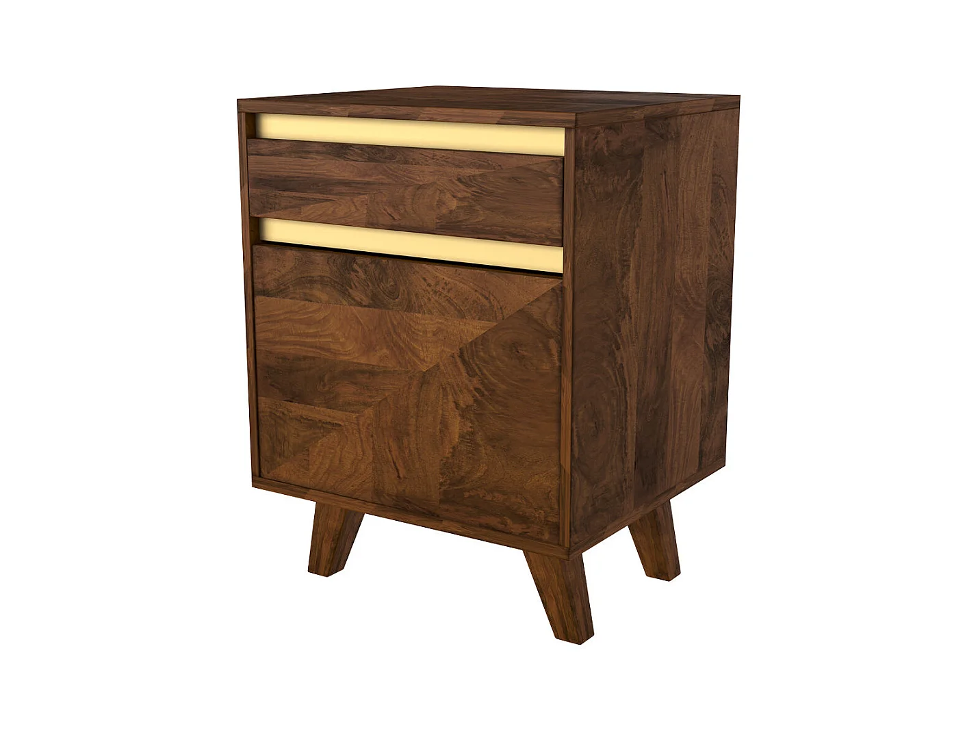 Comodino in legno con dettagli dorati, 1 cassetto e 1 anta - Tripoli