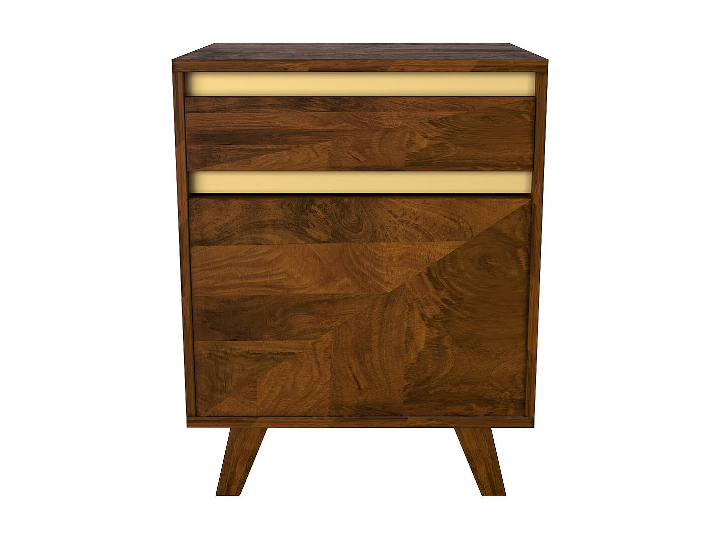 Table de chevet en bois détails dorés, 1 tiroir et 1 porte - Tripoli