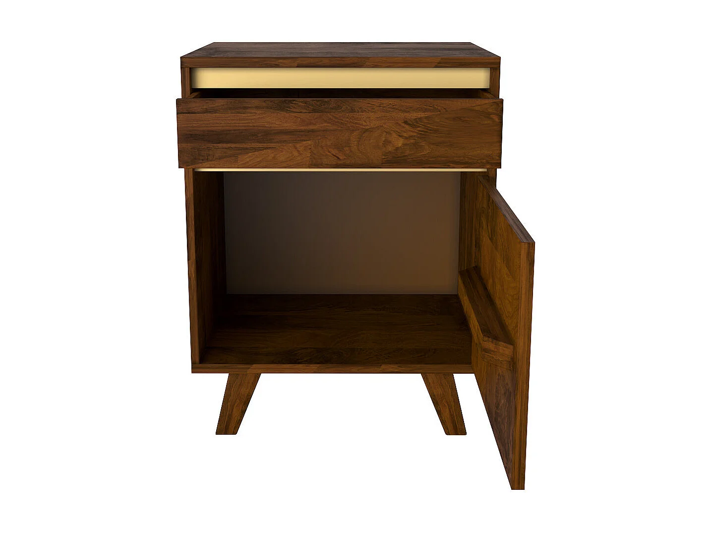 Table de chevet en bois détails dorés, 1 tiroir et 1 porte - Tripoli