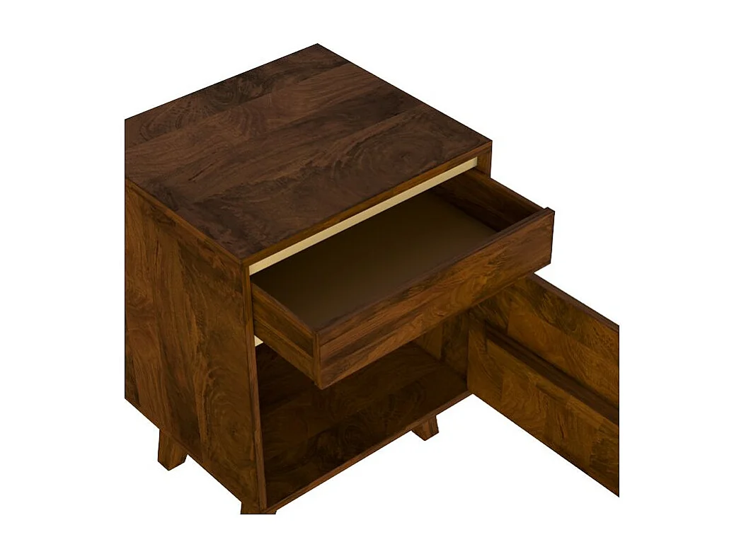 Table de chevet en bois détails dorés, 1 tiroir et 1 porte - Tripoli