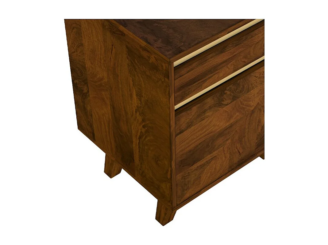 Table de chevet en bois détails dorés, 1 tiroir et 1 porte - Tripoli