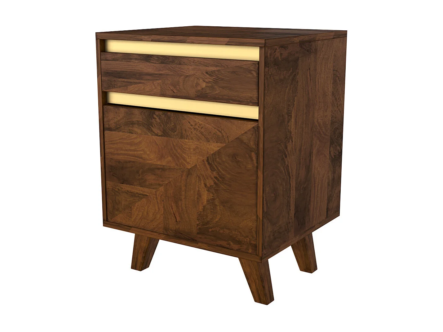 Table de chevet en bois détails dorés, 1 tiroir et 1 porte - Tripoli