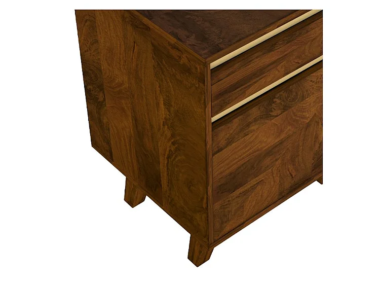 Table de chevet en bois détails dorés, 1 tiroir et 1 porte - Tripoli