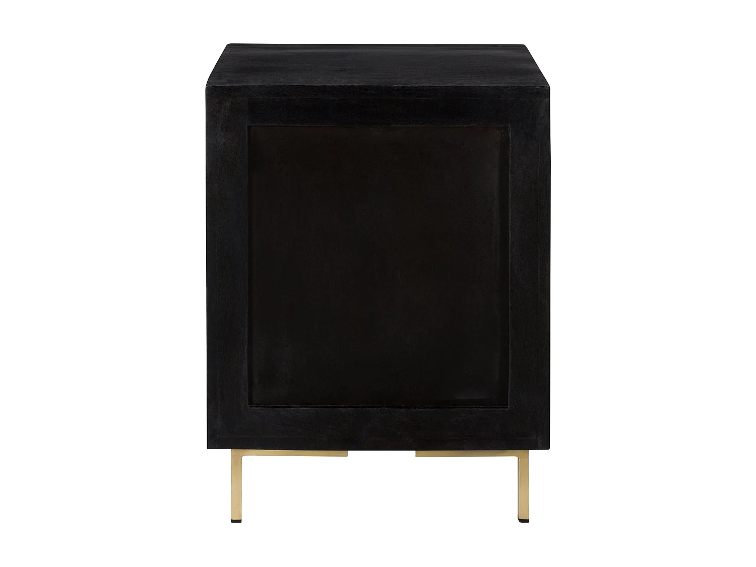 Chevet 1 porte en bois gravé noir et métal doré - Chimane