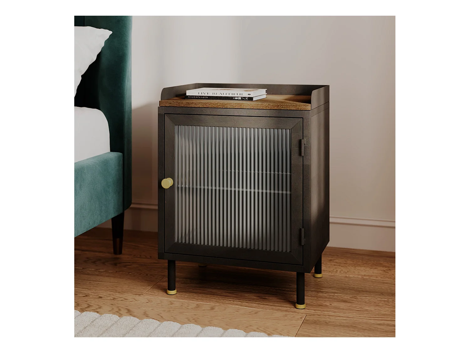 Table de chevet en métal gris métallisé - Gauthier