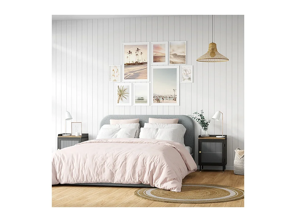 Table de chevet en métal gris métallisé - Gauthier