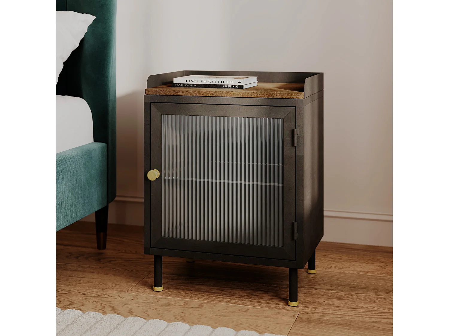 Mesita de noche de metal negro - Gauthier