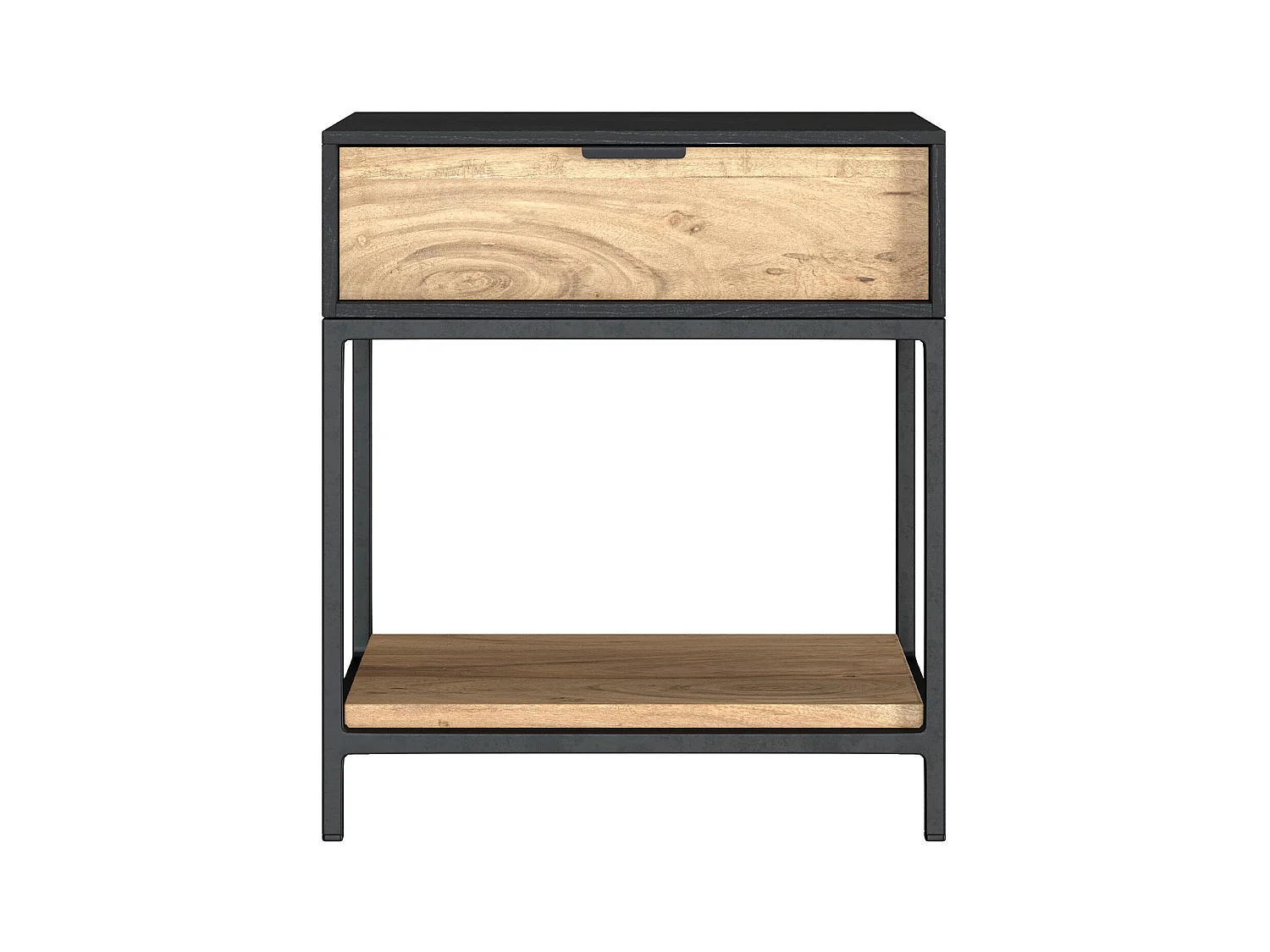 Comodino a 1 cassetto in legno e metallo nero - Jakson