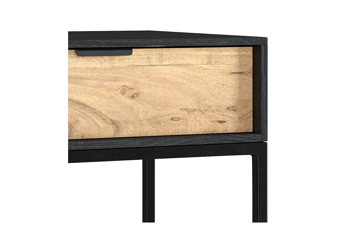 Comodino a 1 cassetto in legno e metallo nero - Jakson
