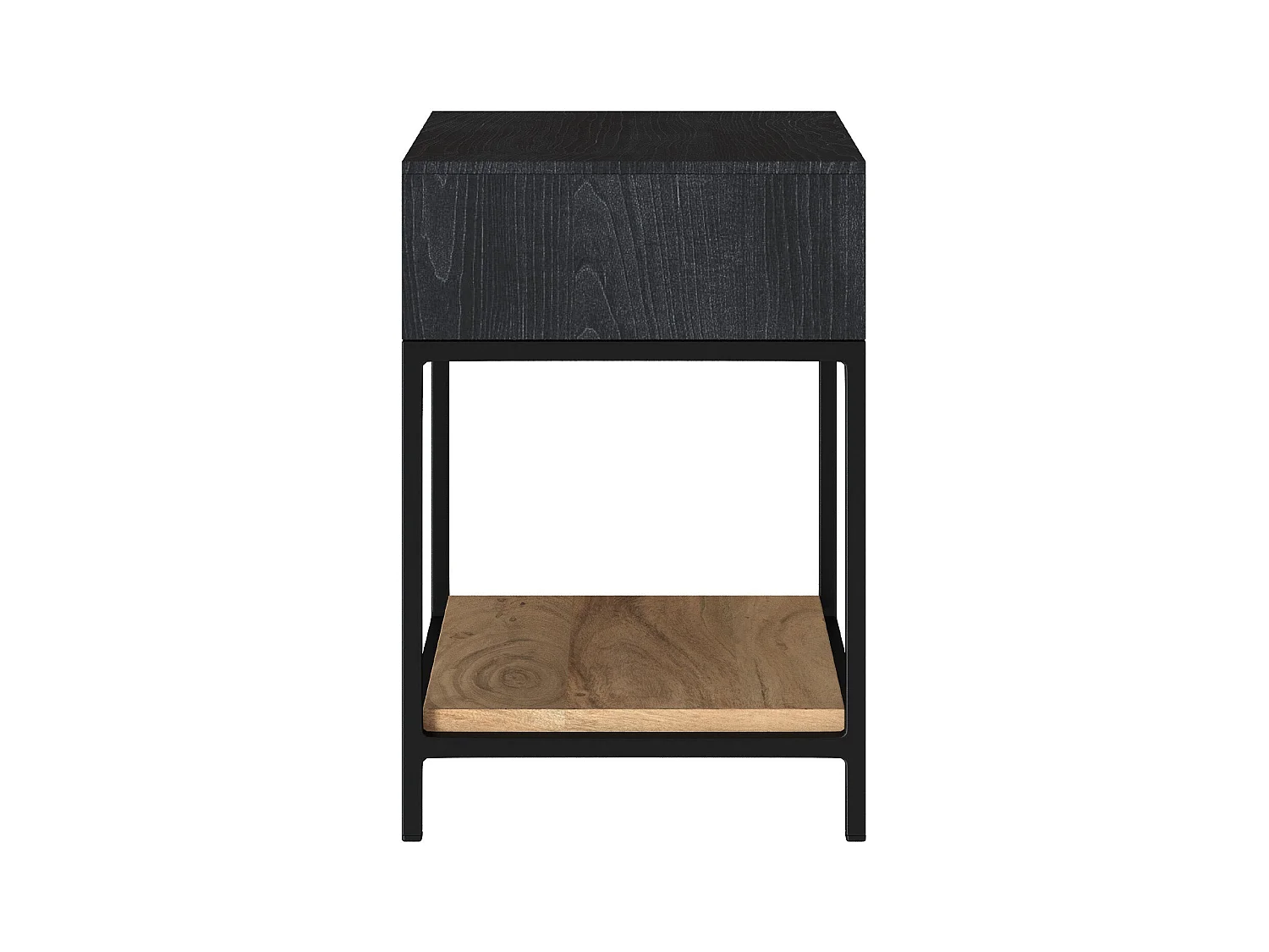 Comodino a 1 cassetto in legno e metallo nero - Jakson