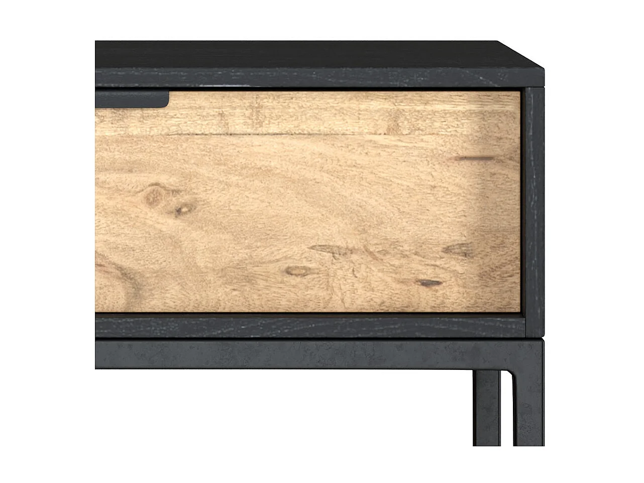 Comodino a 1 cassetto in legno e metallo nero - Jakson