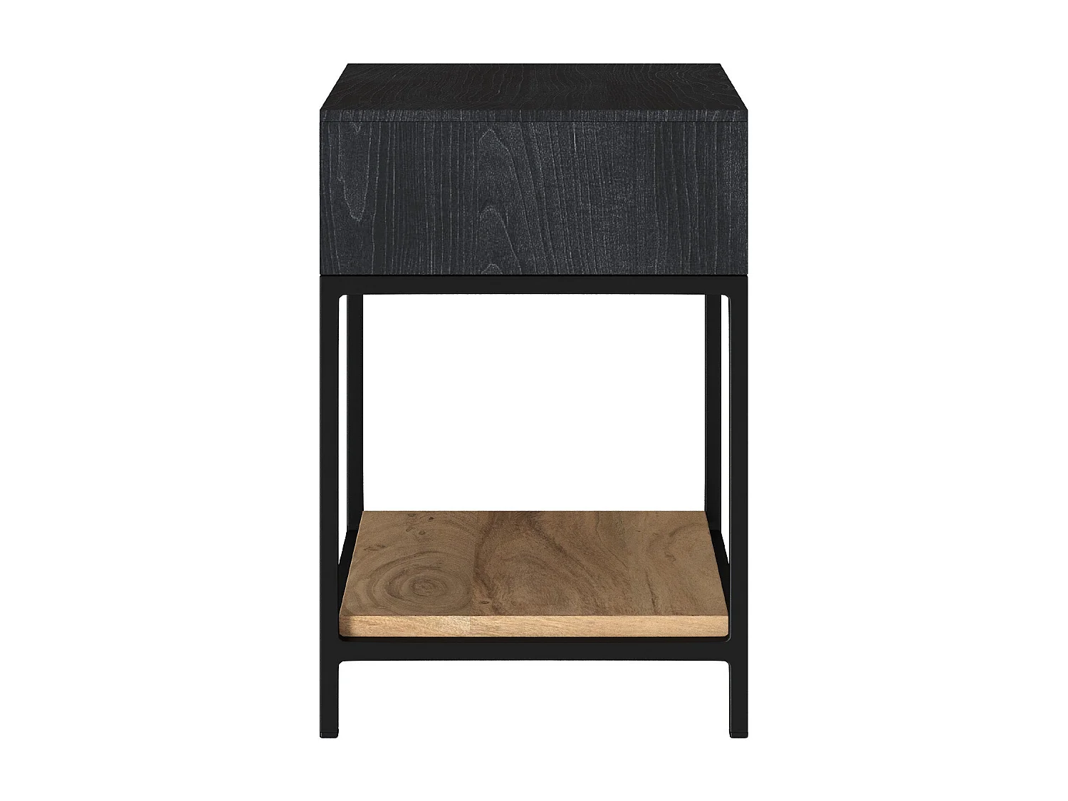 Comodino a 1 cassetto in legno e metallo nero - Jakson