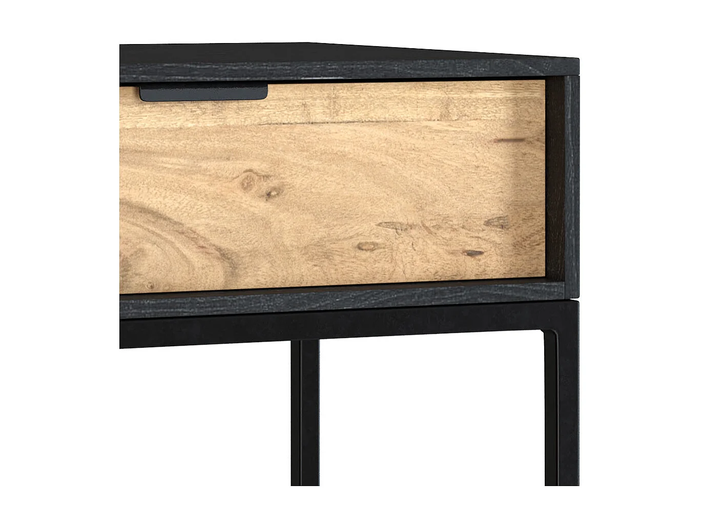 Comodino a 1 cassetto in legno e metallo nero - Jakson
