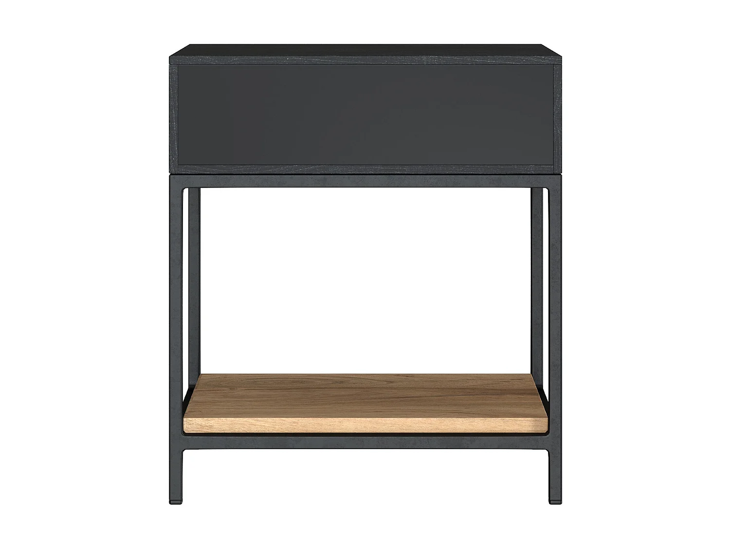 Comodino a 1 cassetto in legno e metallo nero - Jakson