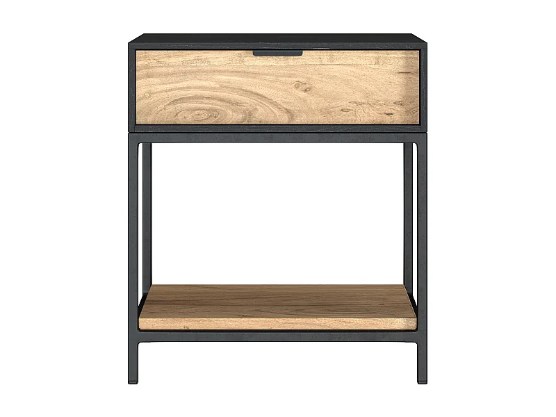 Table de chevet en bois et métal noir 1 tiroir - Jakson