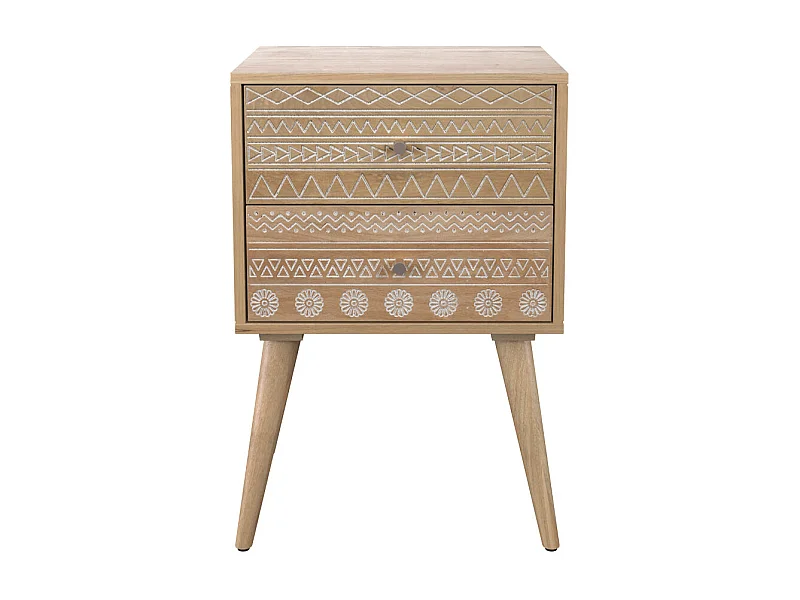 Comodino a 2 cassetti  in legno di mango - Tiny