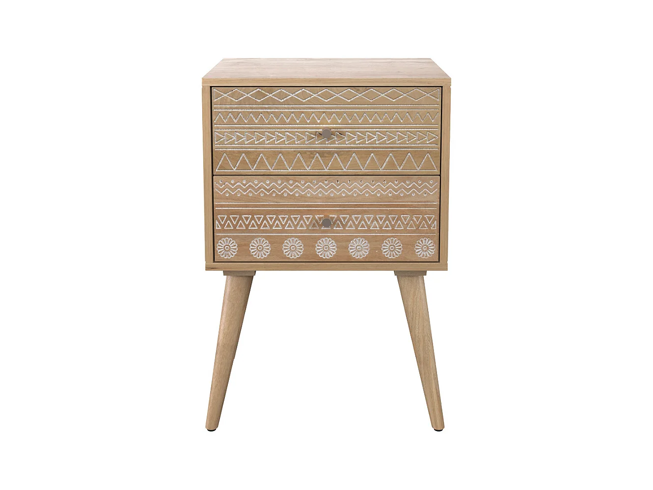 Comodino a 2 cassetti  in legno di mango - Tiny