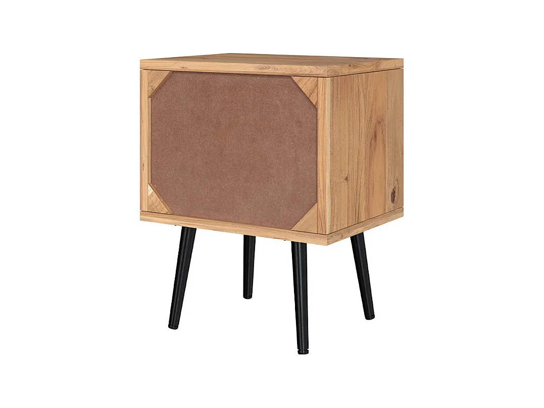 Comodino in legno d'acacia e metallo, 1 cassetto e 1 nicchia - Alabama