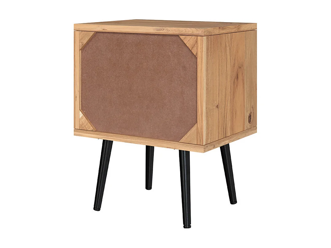 Table de chevet en bois d'acacia et métal, 1 tiroir et 1 niche - Alabama