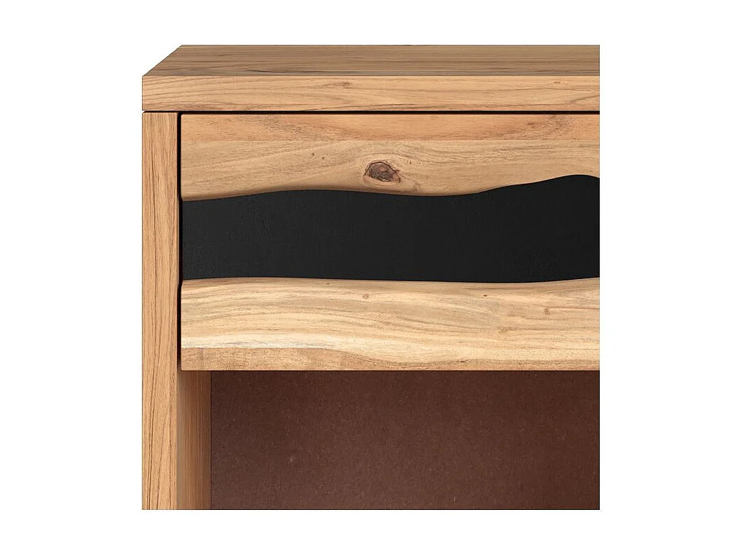 Table de chevet en bois d'acacia et métal, 1 tiroir et 1 niche - Alabama