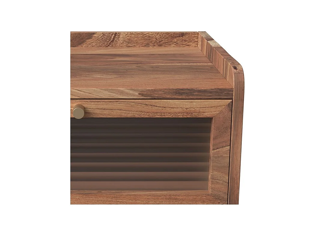 Comodino a 2 cassetti in legno d'acacia - Brune