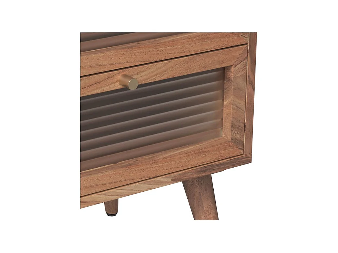 Comodino a 2 cassetti in legno d'acacia - Brune