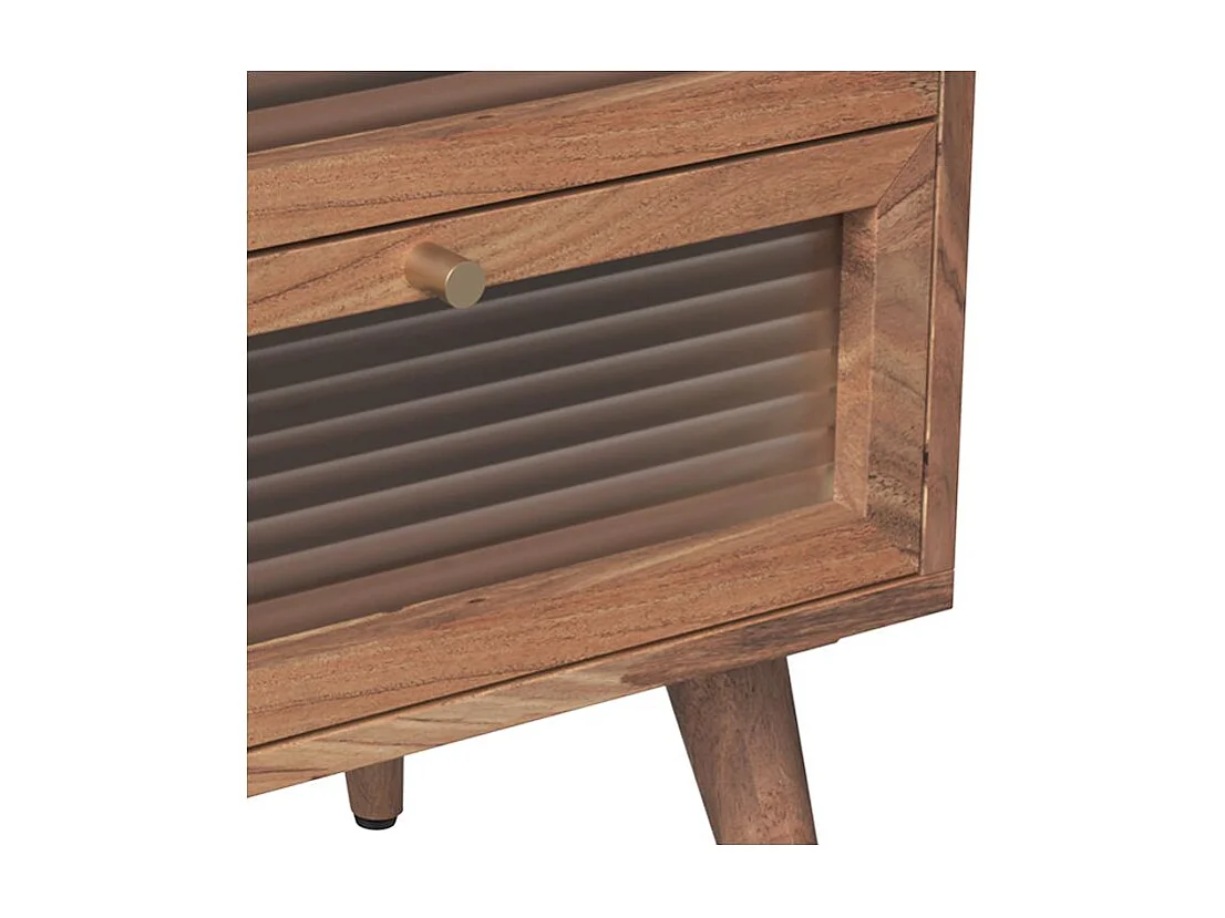 Mesita de noche de madera de acacia con 2 cajones - Brune