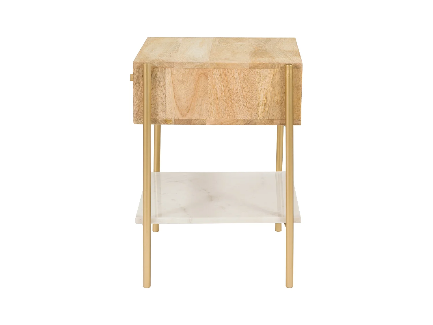 Comodino a cassetto in legno di mango e marmo - Doori