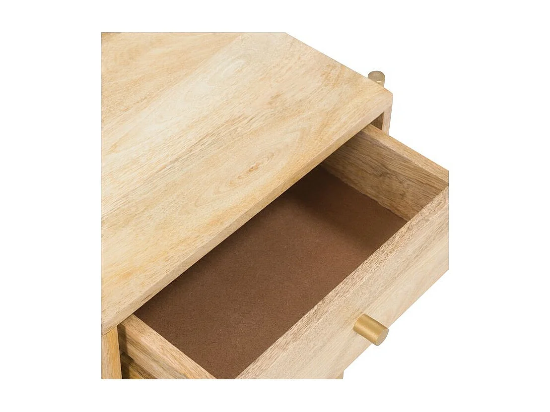 Table de chevet 1 tiroir en bois de manguier et marbre - Doori