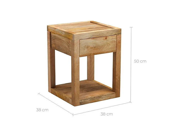 Mesita de noche de madera de mango con 1 cajón - Jakarta