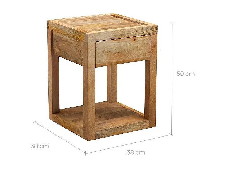 Mesita de noche de madera de mango con 1 cajón - Jakarta