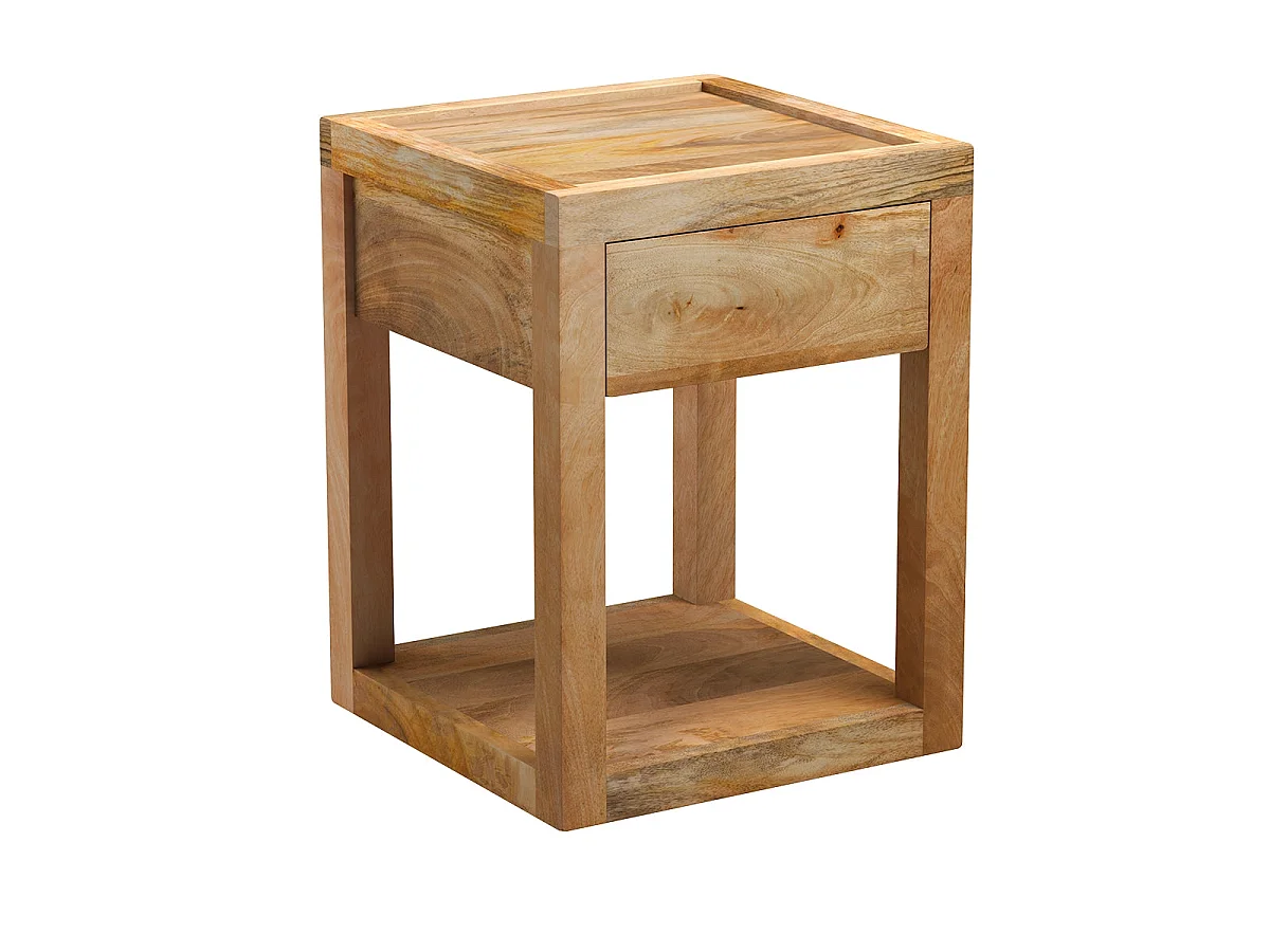 Table de chevet 1 tiroir en bois de manguier - Jakarta