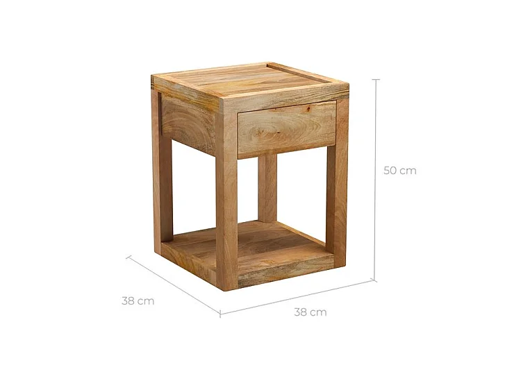 Table de chevet 1 tiroir en bois de manguier - Jakarta