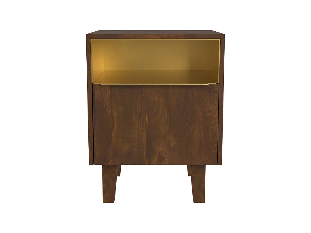 Comodino con 1 cassetto e 1 anta in legno e metallo - Taiko