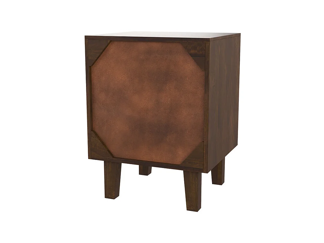 Comodino con 1 cassetto e 1 anta in legno e metallo - Taiko