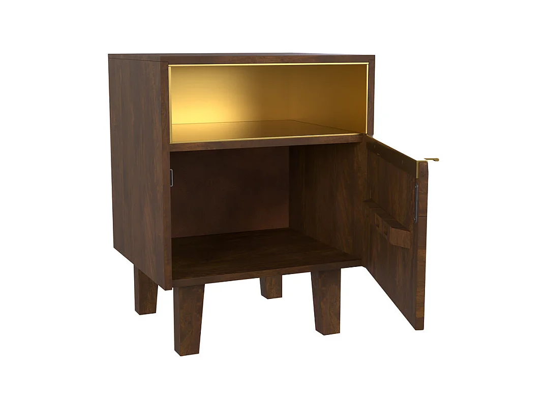 Comodino con 1 cassetto e 1 anta in legno e metallo - Taiko