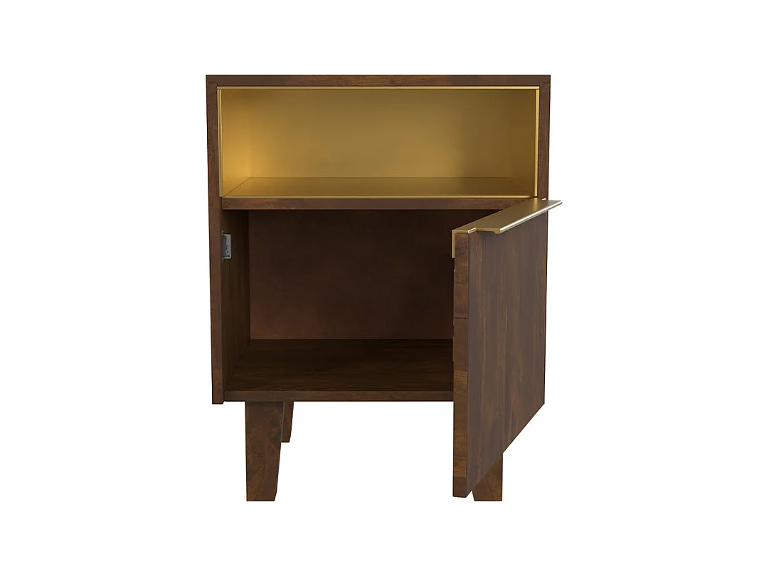 Comodino con 1 cassetto e 1 anta in legno e metallo - Taiko