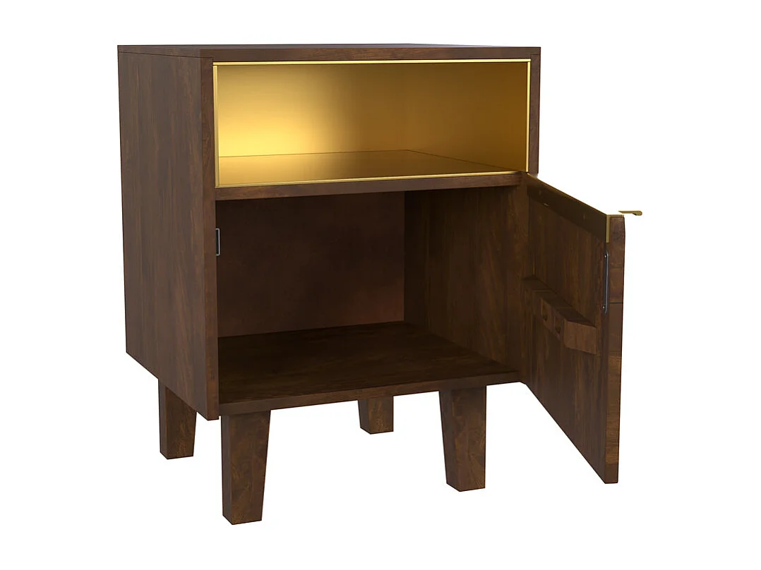 Comodino con 1 cassetto e 1 anta in legno e metallo - Taiko