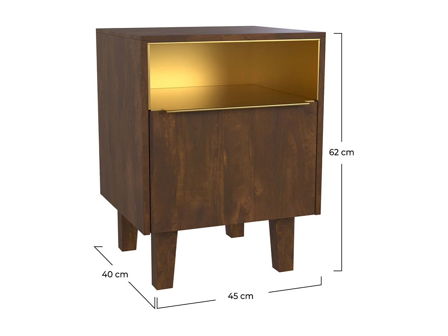 Comodino con 1 cassetto e 1 anta in legno e metallo - Taiko