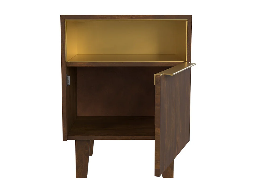 Comodino con 1 cassetto e 1 anta in legno e metallo - Taiko