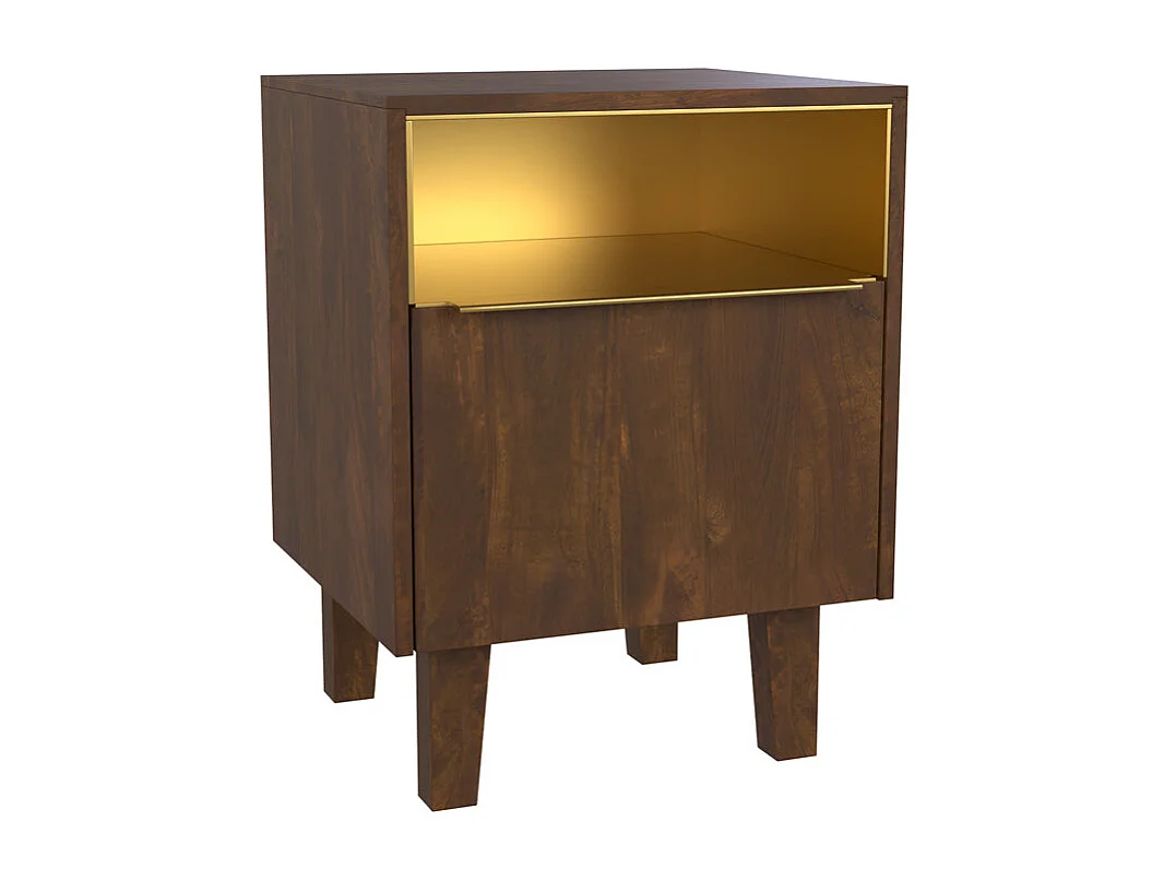 Comodino con 1 cassetto e 1 anta in legno e metallo - Taiko