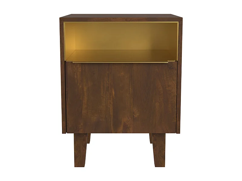 Table de chevet en bois et métal, 1 tiroir et 1 porte - Taiko