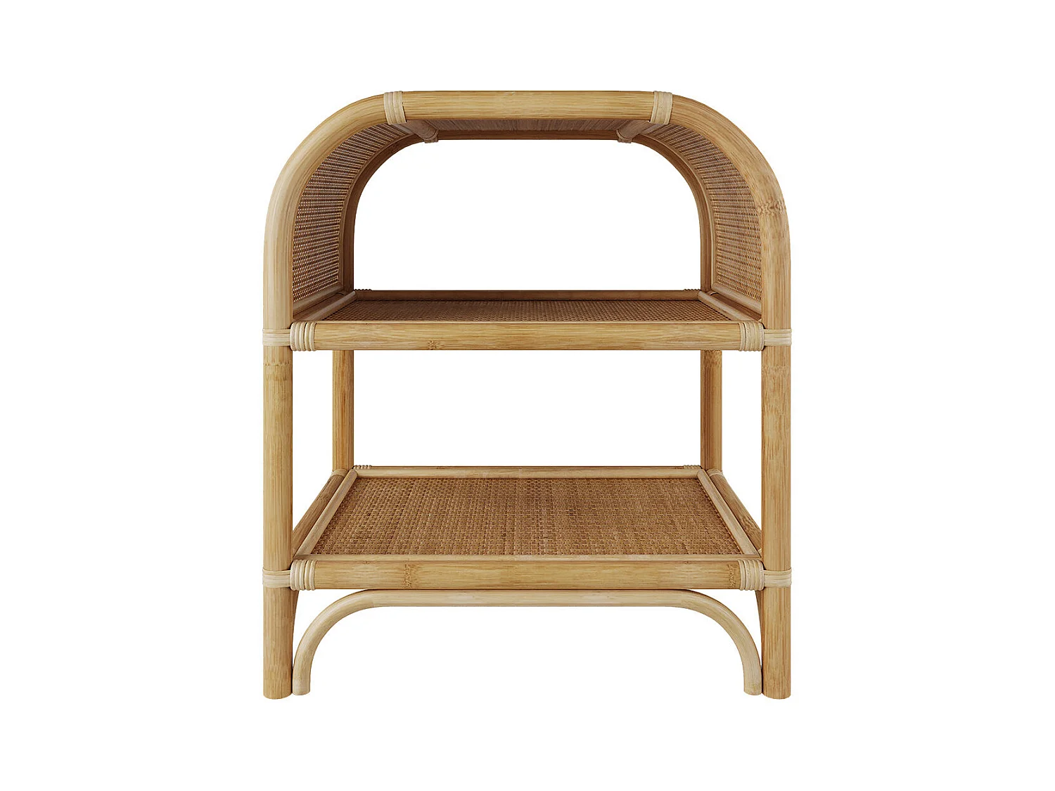 Mesilla de noche con estantes de ratán - Gaspy