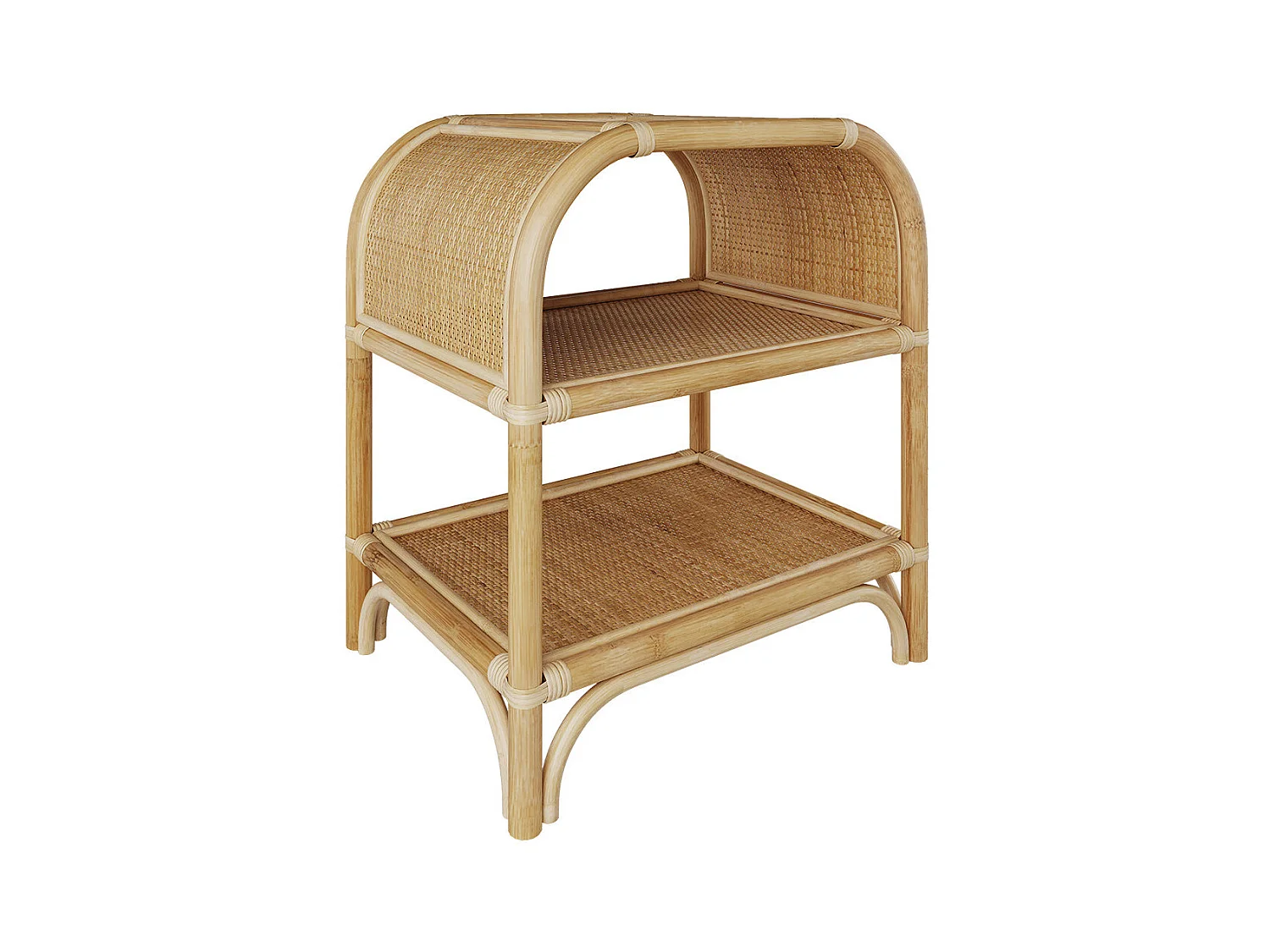 Mesilla de noche con estantes de ratán - Gaspy