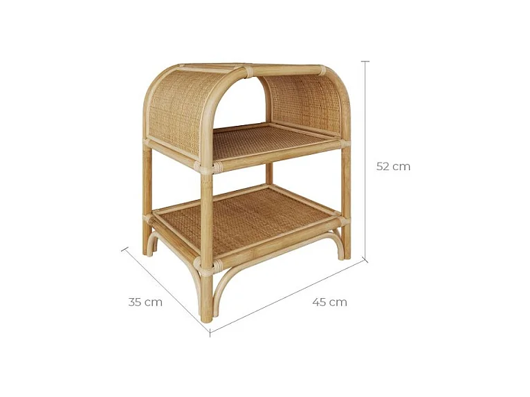 Mesilla de noche con estantes de ratán - Gaspy