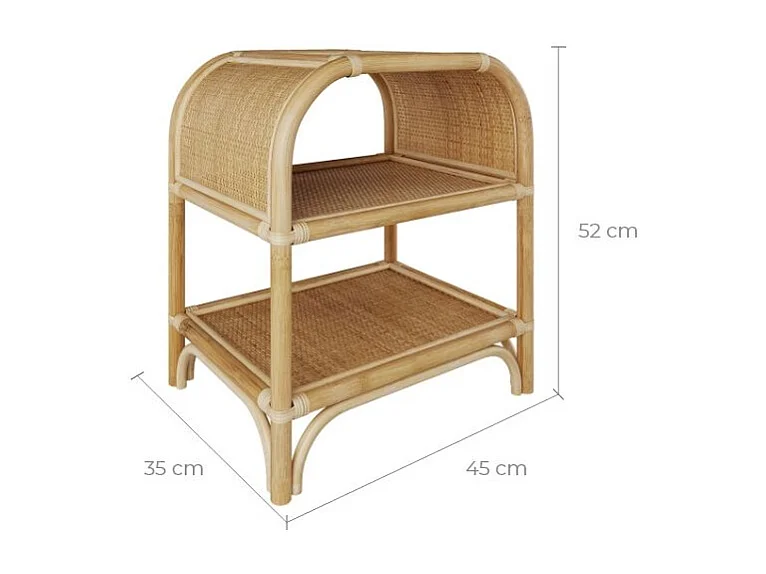 Comodino con ripiani in rattan - Gaspy