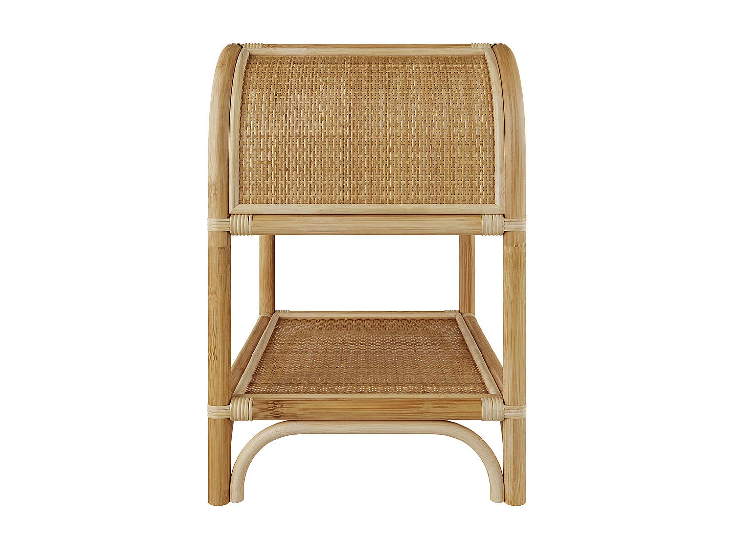 Table de chevet avec étagères en rotin - Gaspy