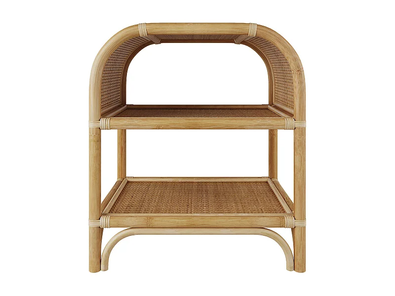 Table de chevet avec étagères en rotin - Gaspy